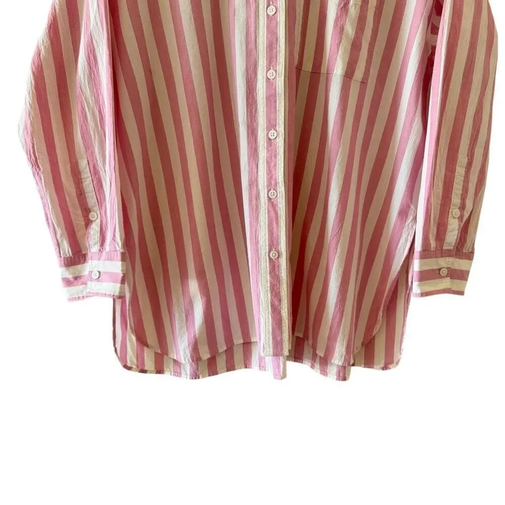 Madewell Pink and White Stripe Button-Down Shirt - Picture 3 of 13